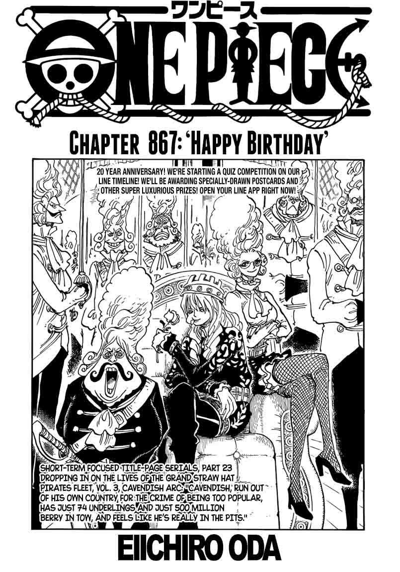 One Piece Chapter 867 page 1